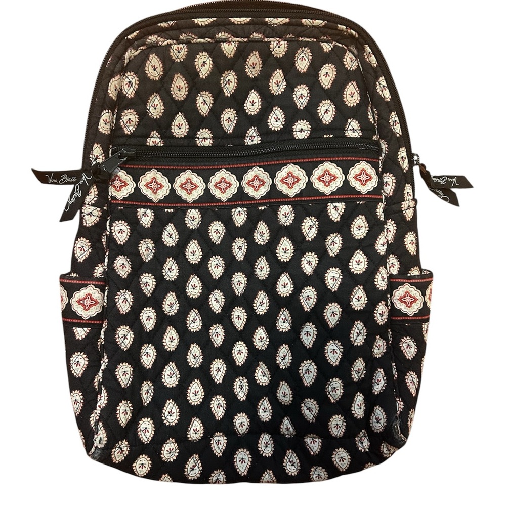 Small Vera Bradley Backpack: black with red paisley